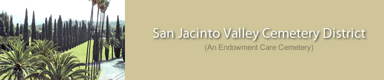 San Jacinto Valley Cementary District Information page
